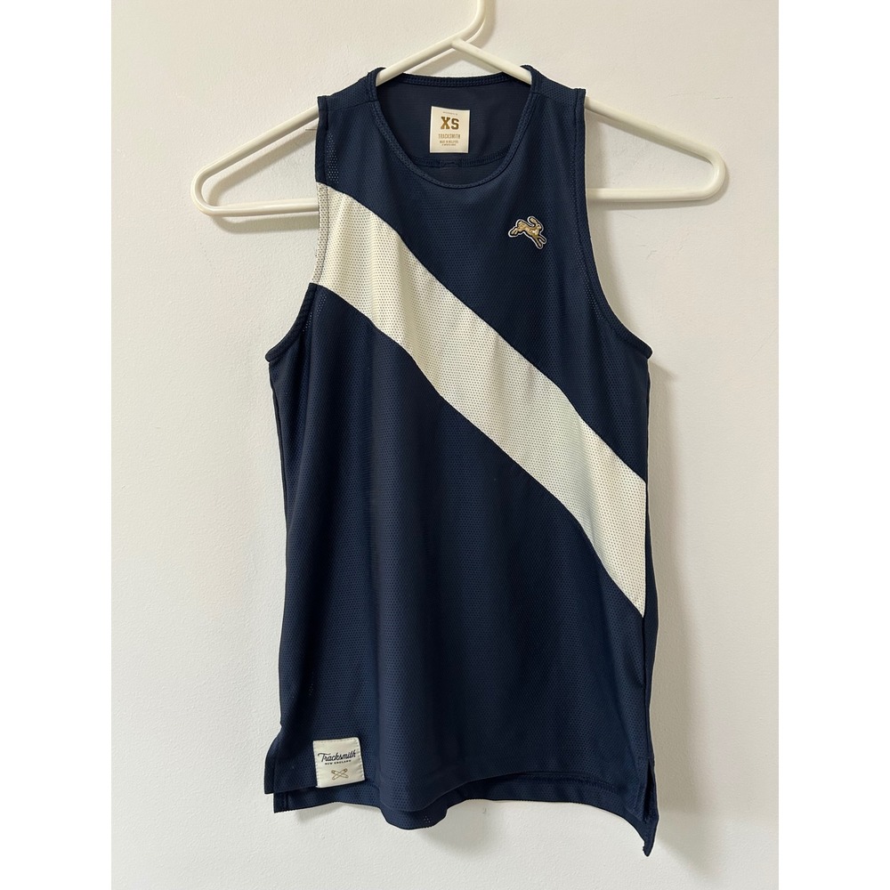 Tracksmith Womens Van Cortlandt Singlet Navy White Sash Running Tank Top XS